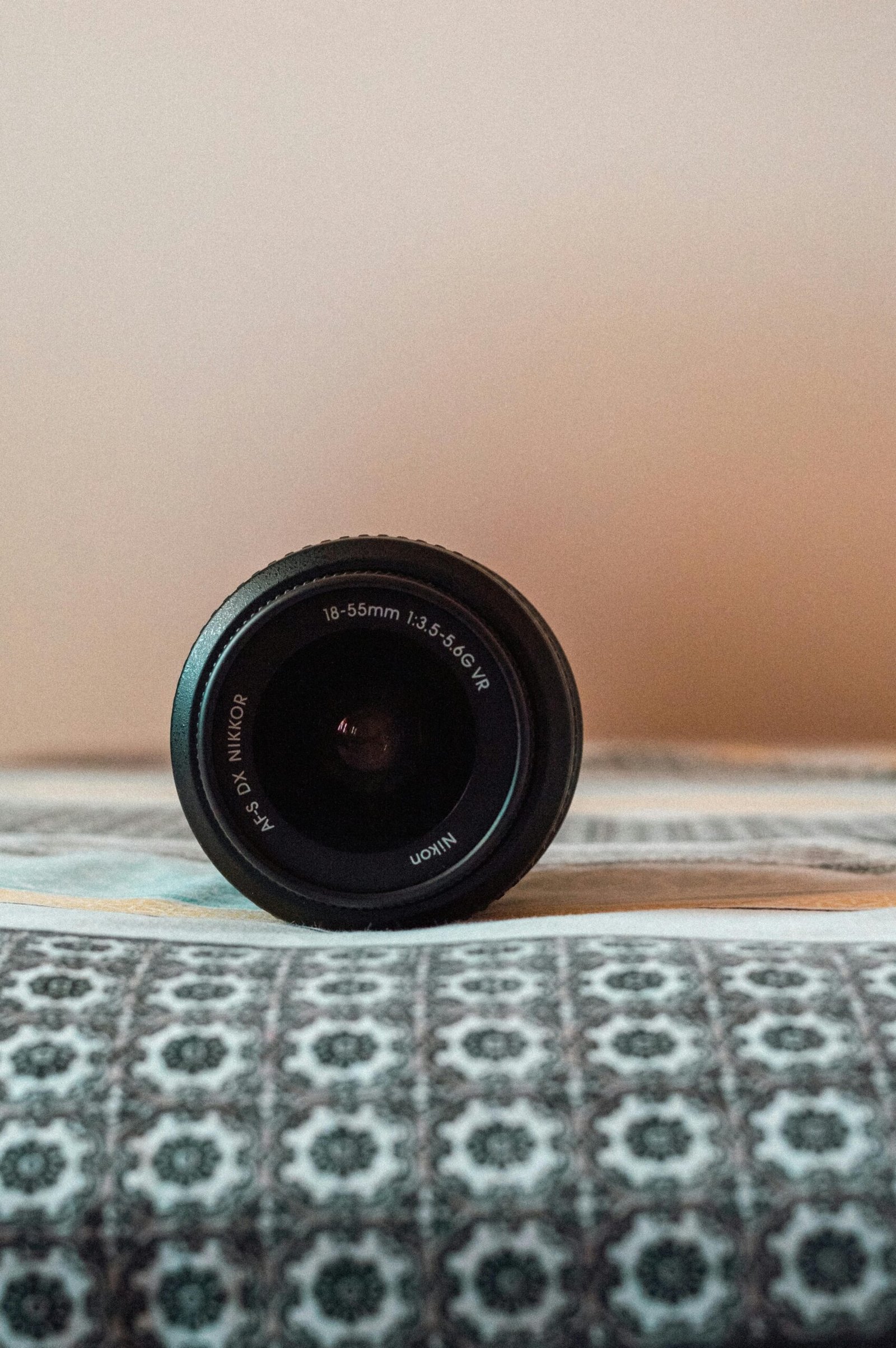 Lente de cámara sobre tela